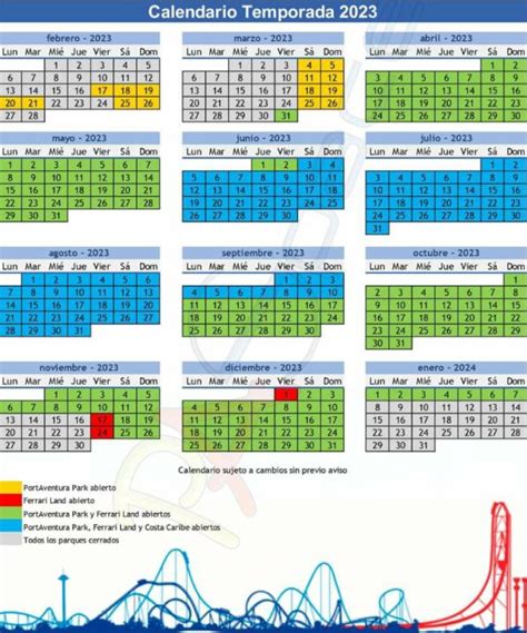 calendario de afluencia port aventura|portaventura world calendario 2023.